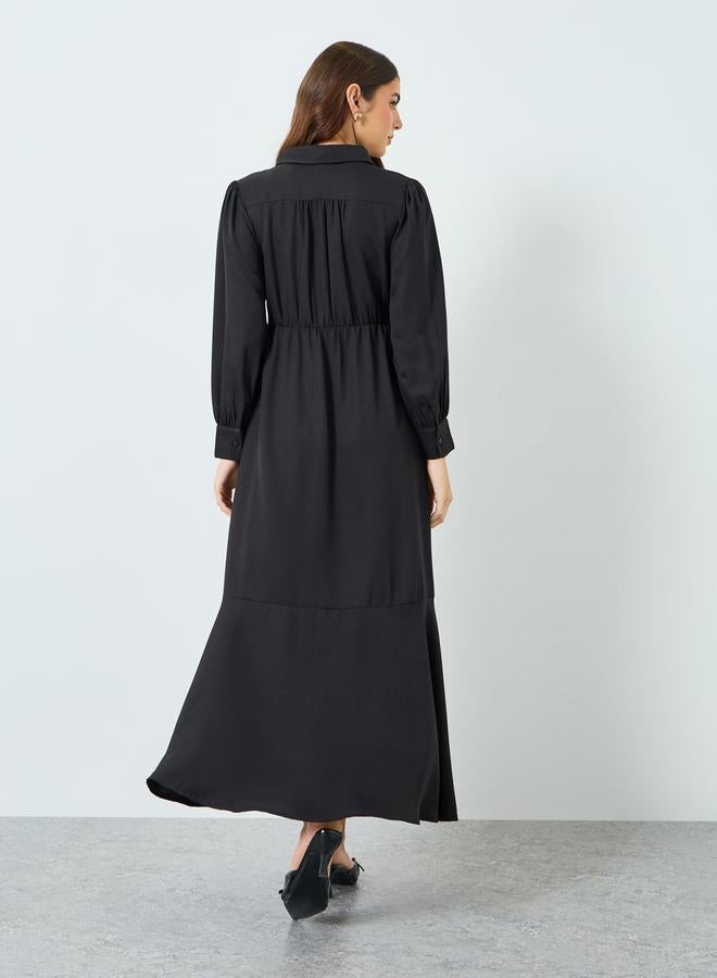Styli Plain Balloon Sleeve A-Line Maxi Dress - Image 4